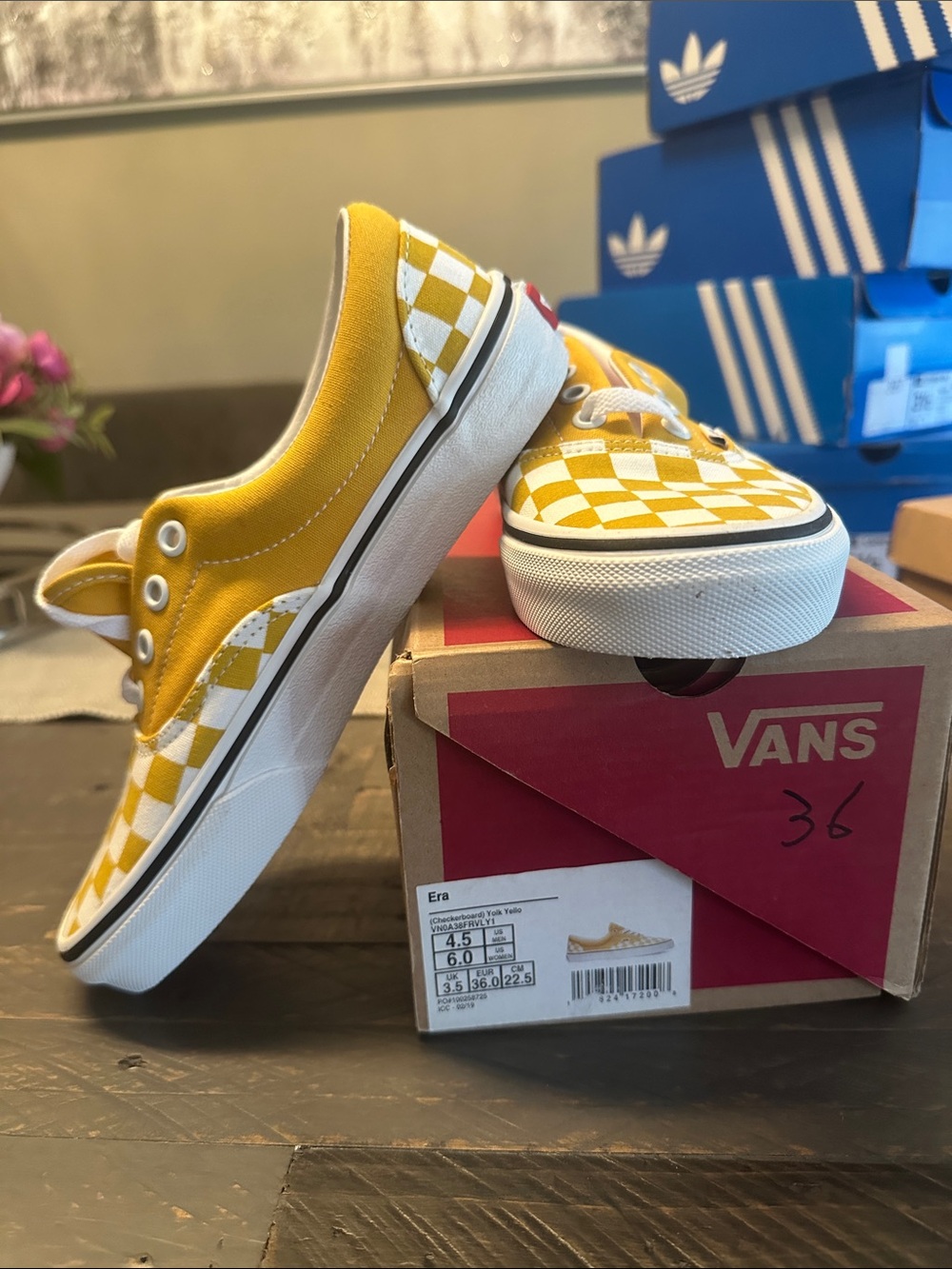 Vans Kids Yellow and White Checkerboard Era Sneakers